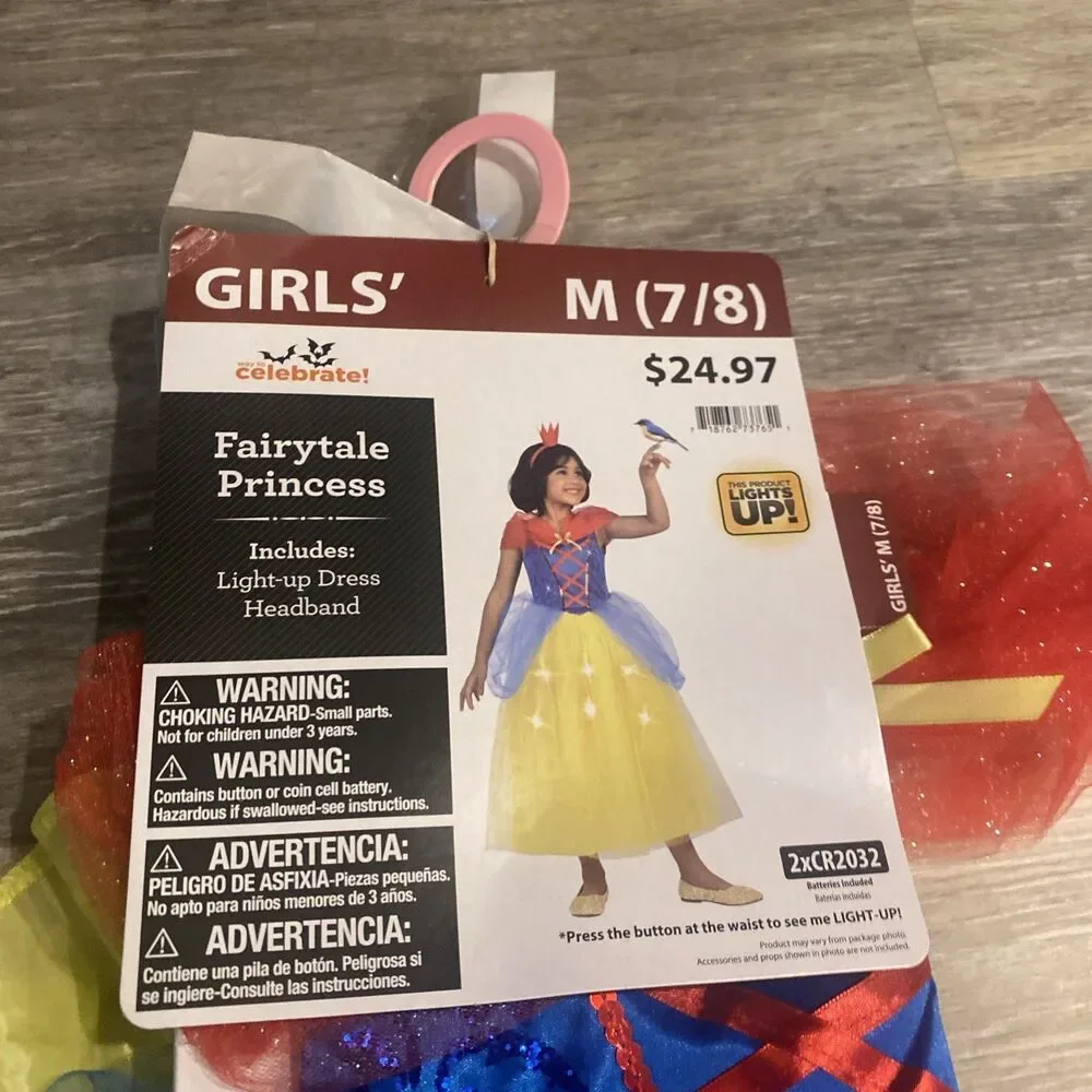 Halloween Costume Girl Disney Fairy Tale Princess Snow White Medium 7/8 New